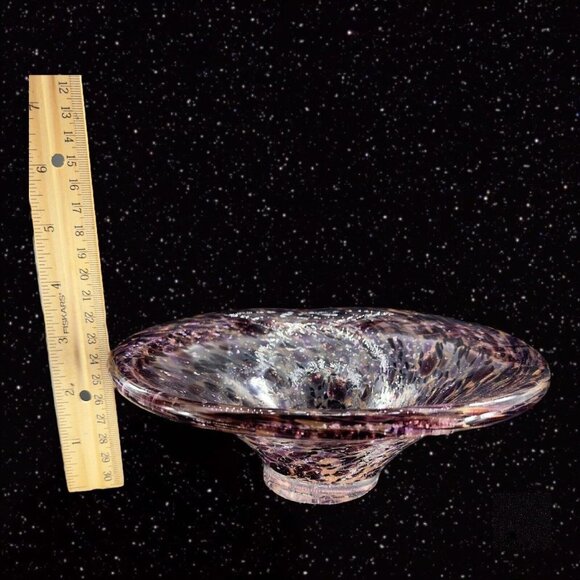 Julia Knight ARGENTO Amethyst Purple Oval Bowl Dish With Silver Flecks Signed - Picture 5 of 16